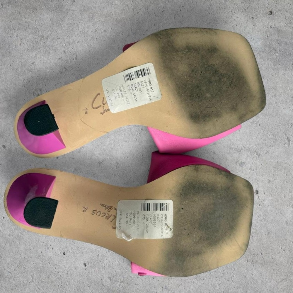 Stunning Circus by Sam Edelman ‘Slade’ Pink Crush Heeled Mules w/ Ruffle- US 7.5 - Picture 4 of 9